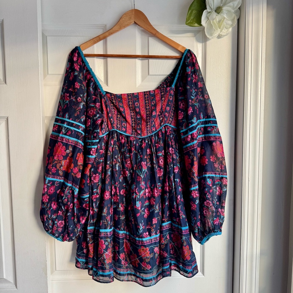 Free People Bohemian Floral Blouse